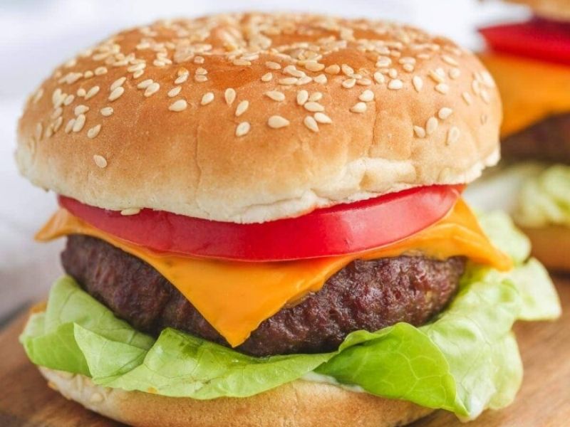 Cooked frozen hamburger patties in air fryer