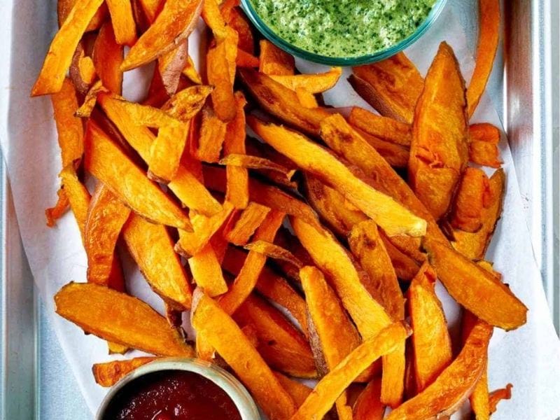 Cook frozen sweet potato fries