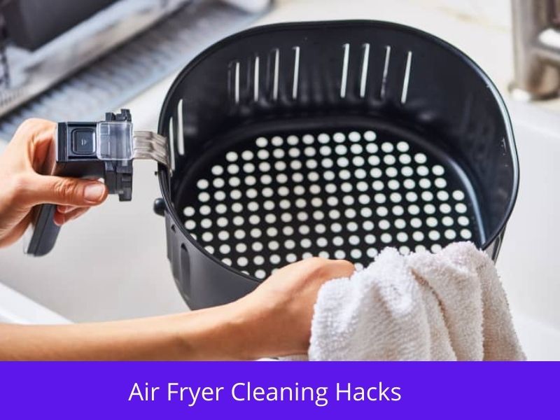 how to remove baked on grease from air fryer basket 